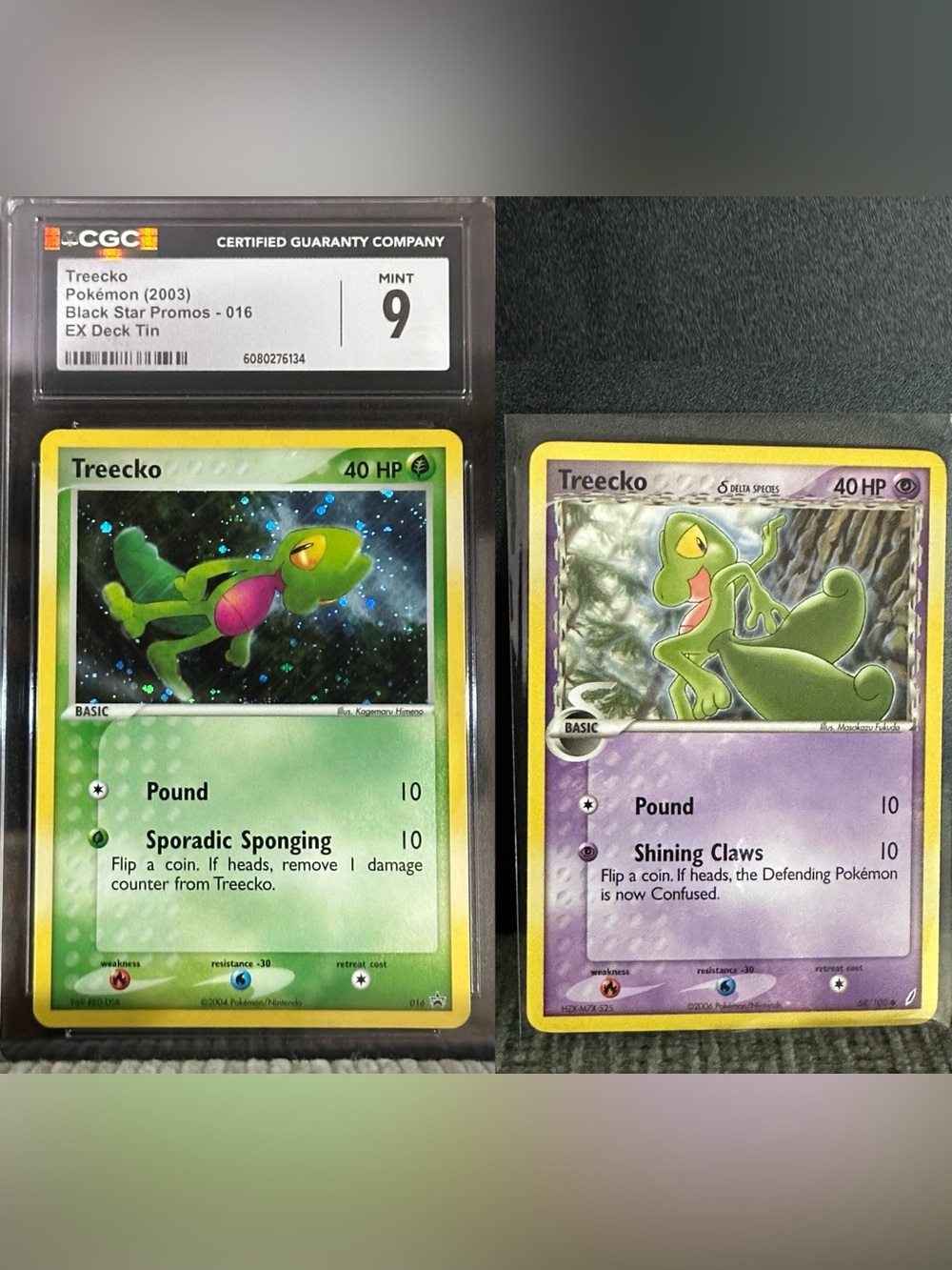2 Treecko lot- Pokemon 2003 Promo holo 016 target cgc 9 mint / raw #68 delta OBO